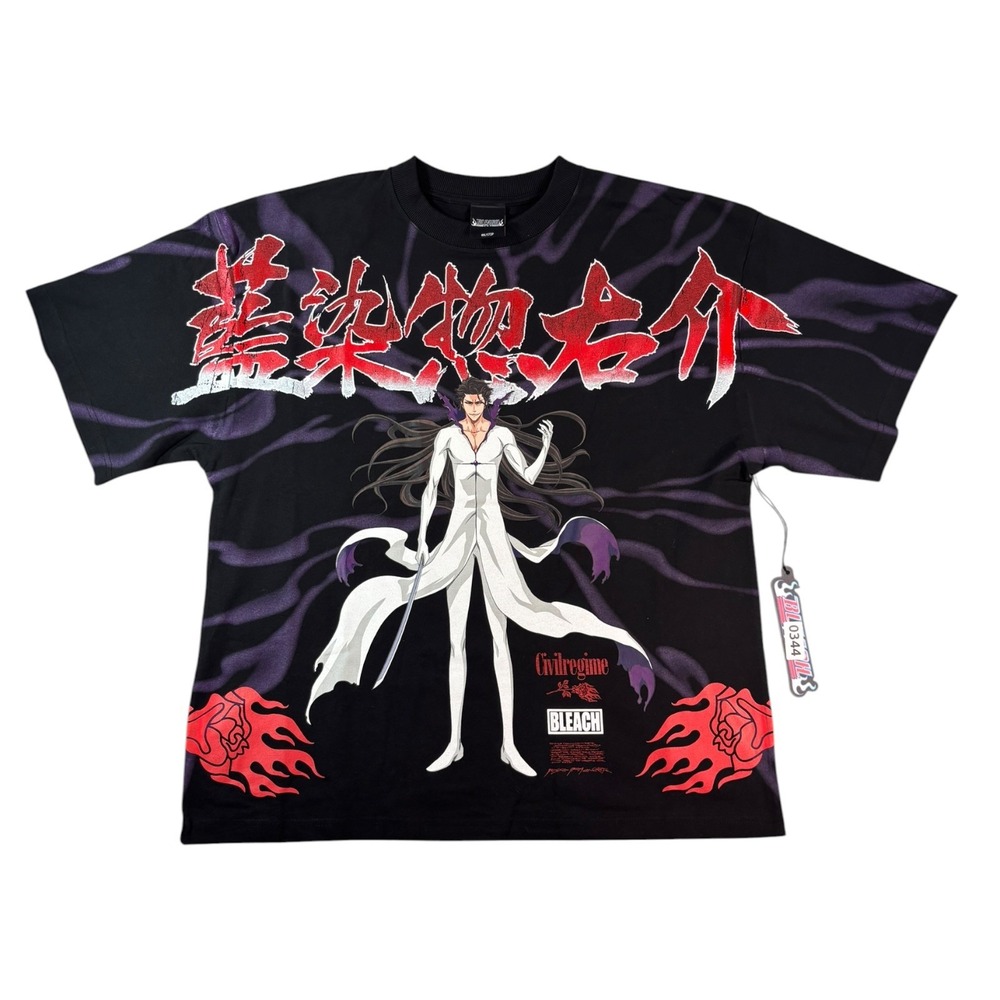 Civil Regime x Bleach Sosuke Aizen Graphic T-Shirt Mens Medium Black Anime Tee